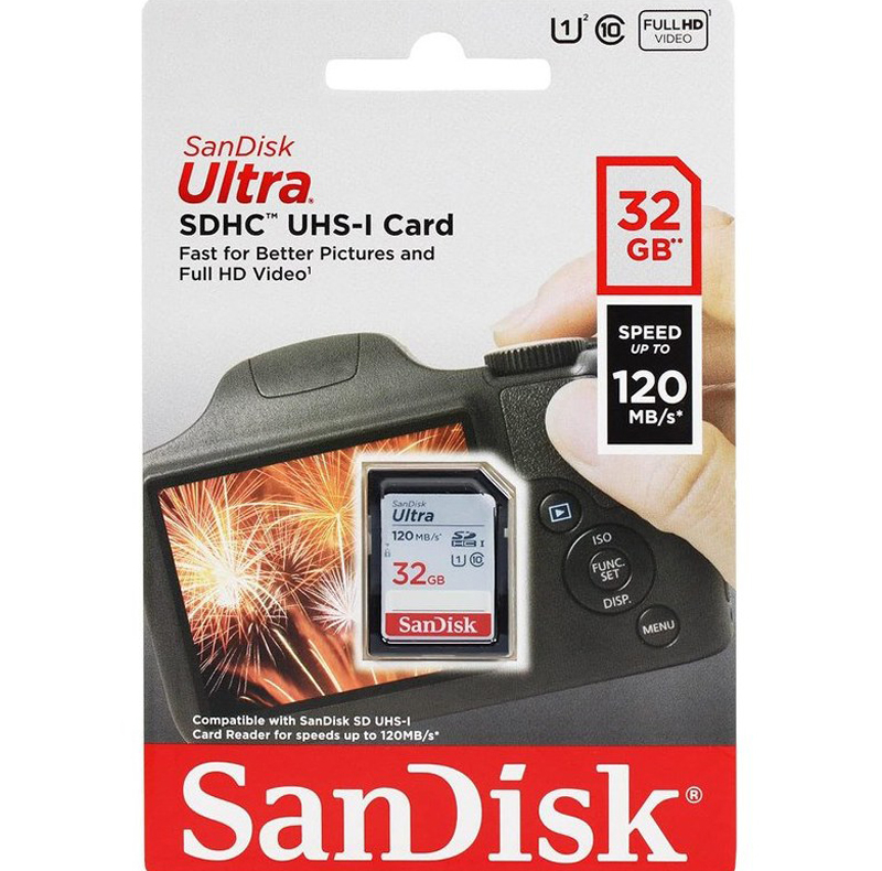 کارت حافظه SDHC سن دیسک مدل Ultra کلاس 10 استاندارد UHS-I U1 سرعت 120MBps ظرفیت 32 گیگابایت