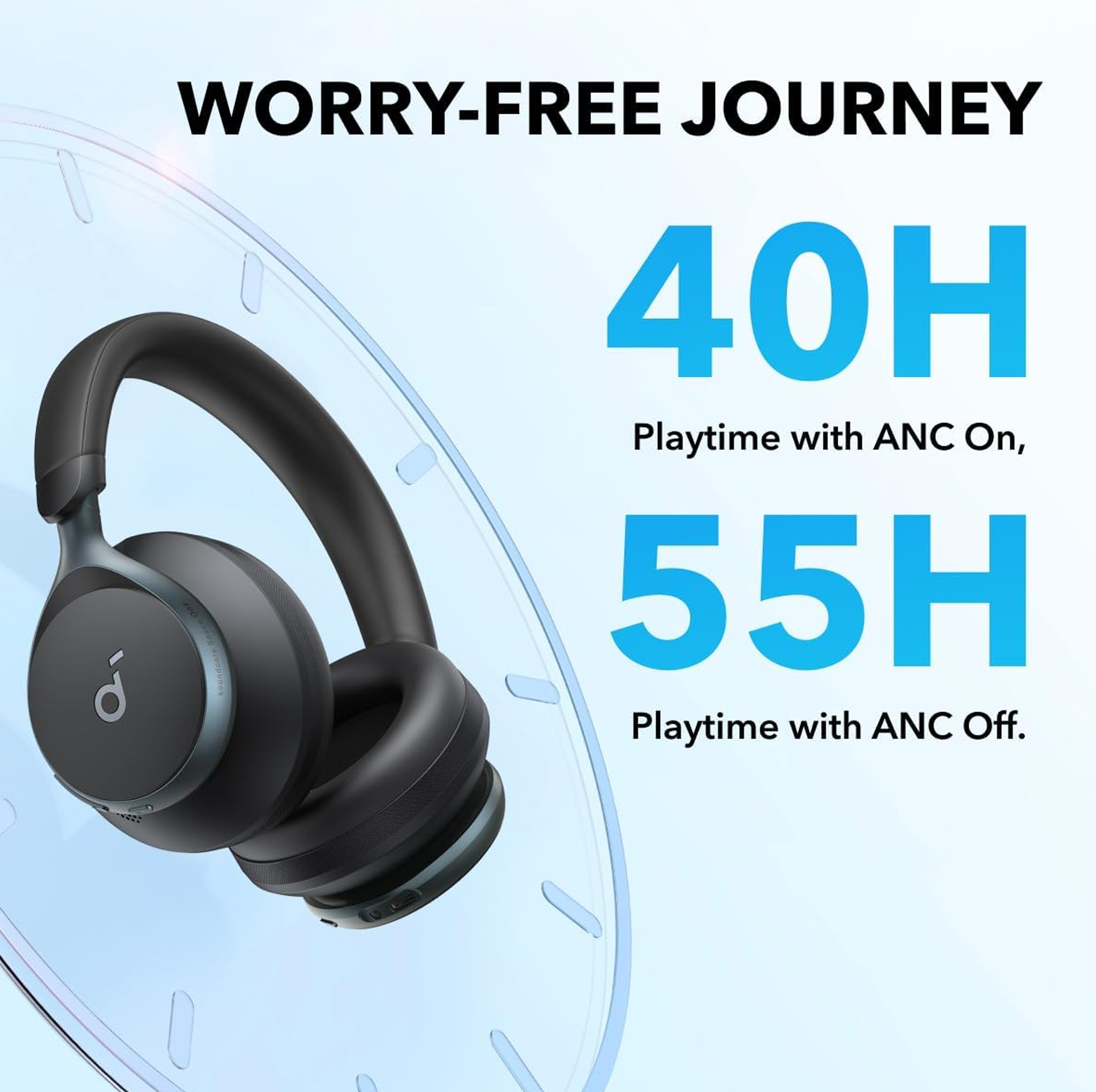 هدفون بی‌سیم انکر مدل Space One با نویز کنسلینگ فعال (ANC)، درگاه شارژ USB Type-C، مقاوم در برابر رطوبت و عرق