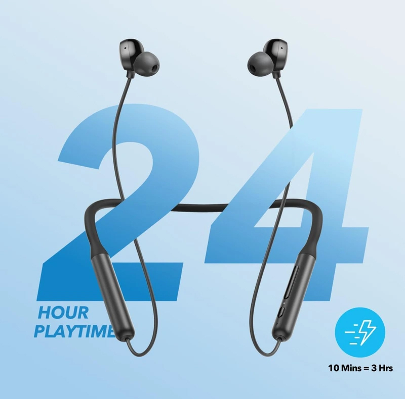هدفون بلوتوثی گردنی انکر مدل SoundCore Life U2i بدون قابلیت نویز کنسلینگ، درگاه شارژ USB Type-C، مقاوم در برابر رطوبت و عرق