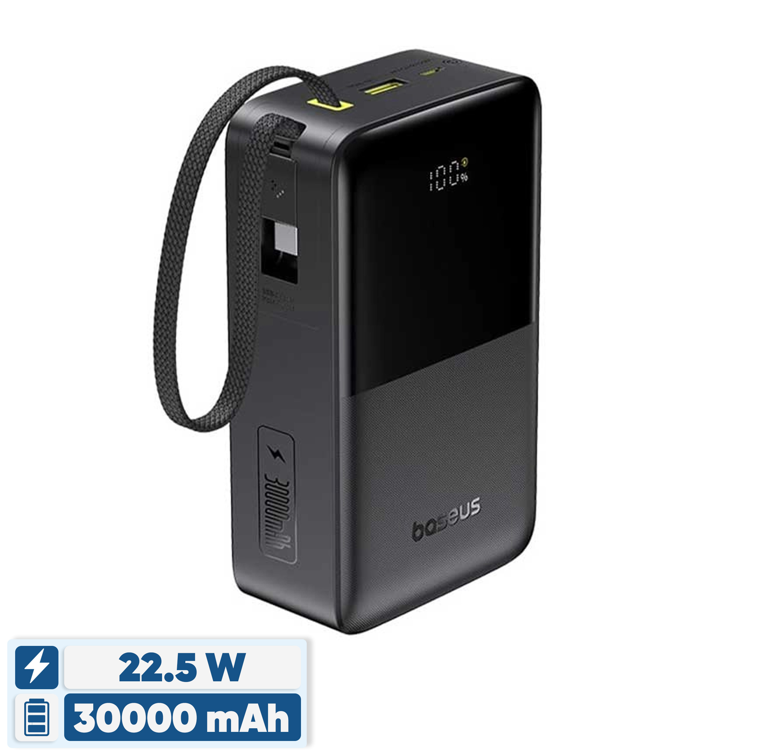 پاوربانک 22 وات بیسوس مدل EnerFill FC51 Bipow 2 Pro ظرفیت 30000 میلی‌آمپرساعت به همراه کابل متصل USB-C