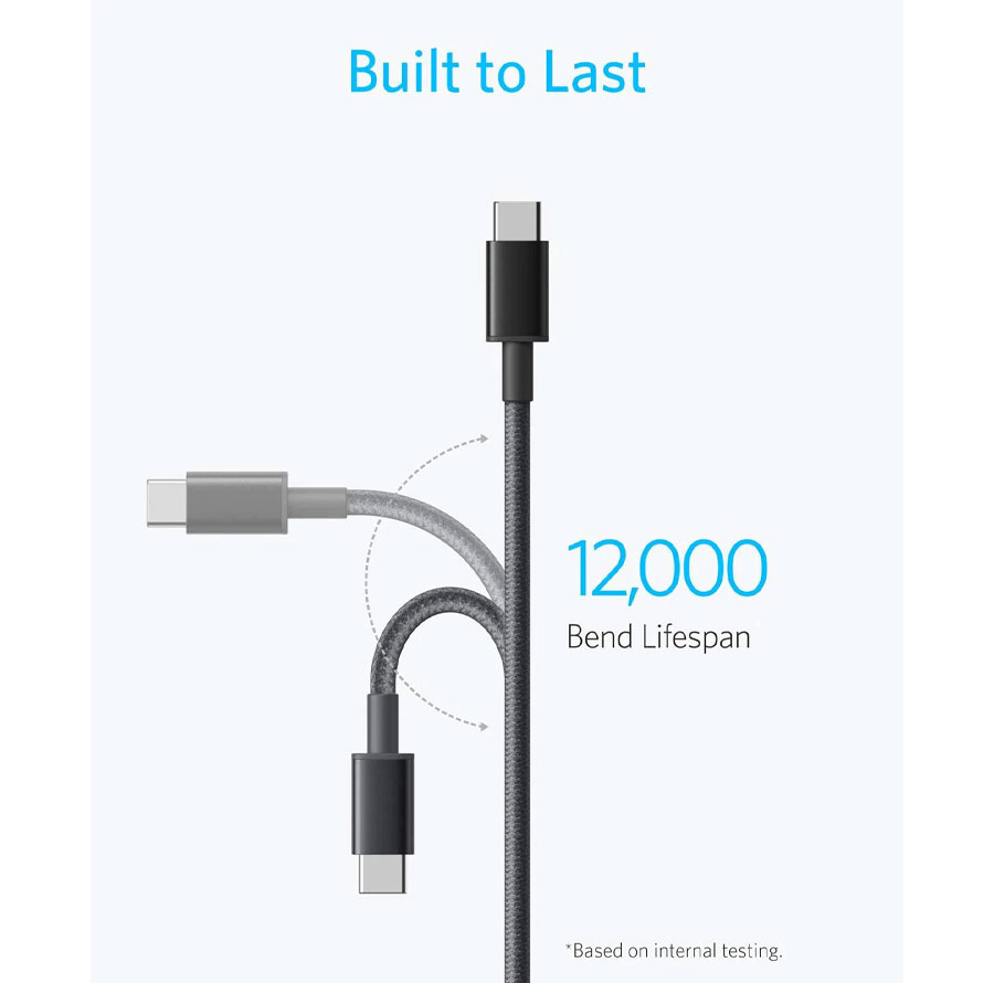کابل تبدیل USB-C به USB-C انکر مدل Nylon A8752 طول یک متر