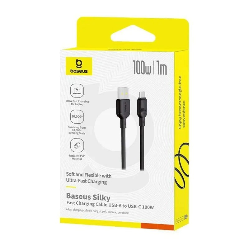 کابل تبدیل USB به USB-C بیسوس مدل Silky Series طول 1 متر