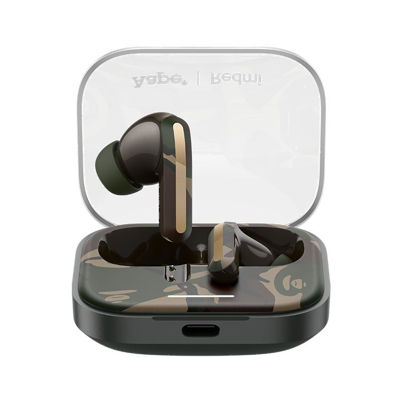 هدفون بلوتوثی شیائومی مدل Redmi Buds 5 با نویز کنسلینگ فعال (ANC)، درگاه شارژ USB Type-C، دارای نشانگر روی محفظه شارژ
