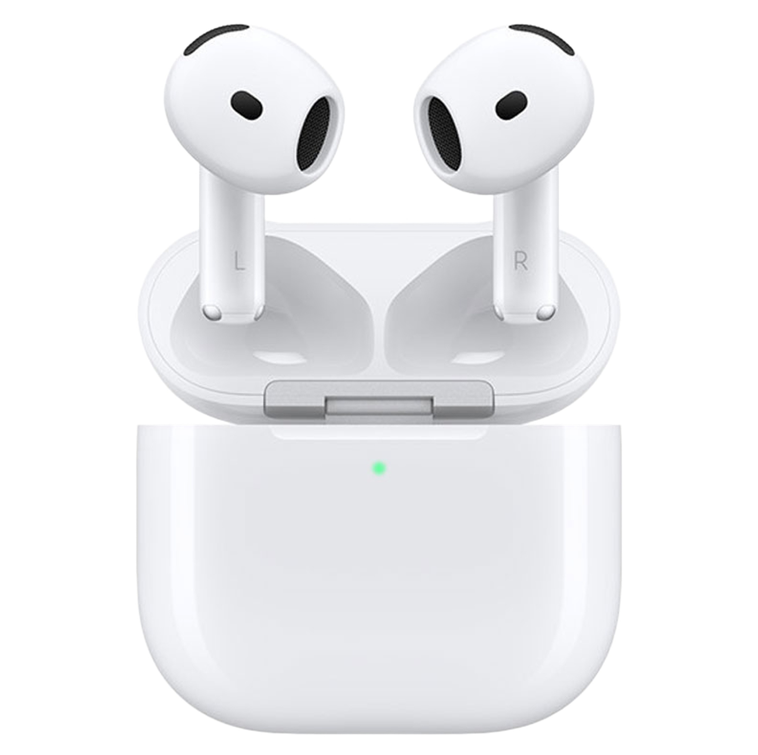 هدفون بلوتوثی اپل مدل AirPods 4 فاقد قابلیت نویز کنسلینگ، درگاه شارژ USB Type-C، شارژ بی سیم، با قابلیت اتصال به چند دستگاه، پشتیبانی از فرمان لمسی، نشانگر LED، پشتیبانی از دستیار صوتی، مقاوم در برابر آب