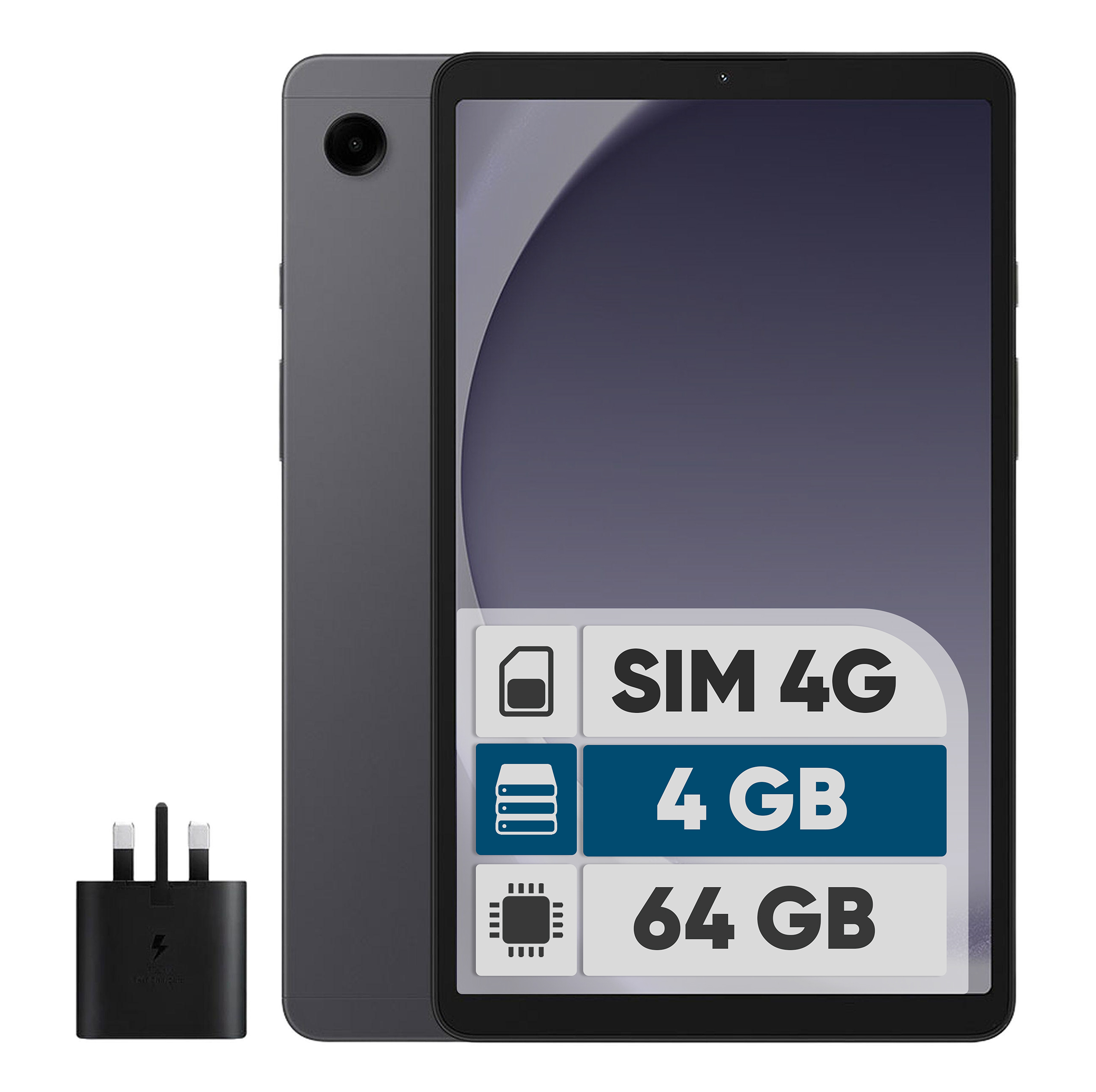 تبلت ۸.۷ اینچ سامسونگ مدل Galaxy Tab A9-4G ظرفیت 64 گیگابایت و رم 4 گیگابایت به همراه شارژر