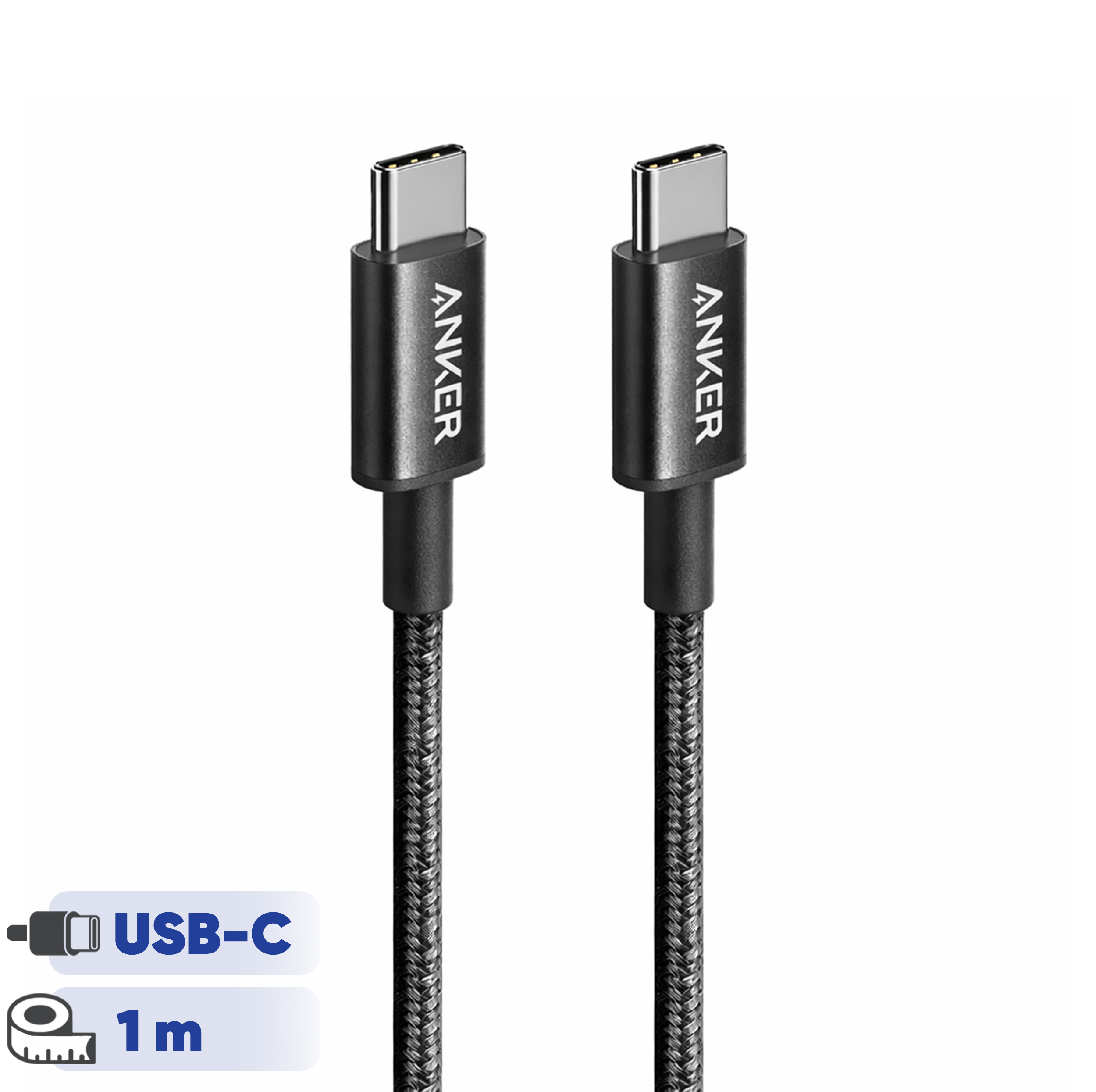 کابل تبدیل USB-C به USB-C انکر مدل Nylon A8752 طول یک متر