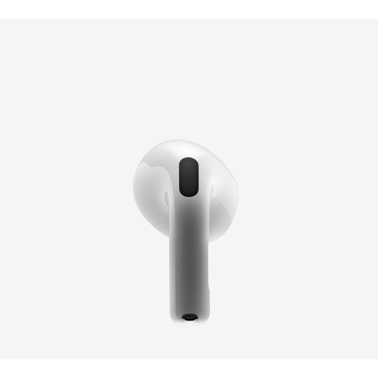 هدفون بلوتوثی اپل مدل AirPods 4 دارای نویز کنسلینگ، درگاه شارژ USB-Type-C و شارژ بی سیم، با قابلیت اتصال به چند دستگاه، پشتیبانی از فرمان لمسی و دستیار صوتی، نشانگر LED، مقاوم در برابر پاشش آب و گرد و غبار