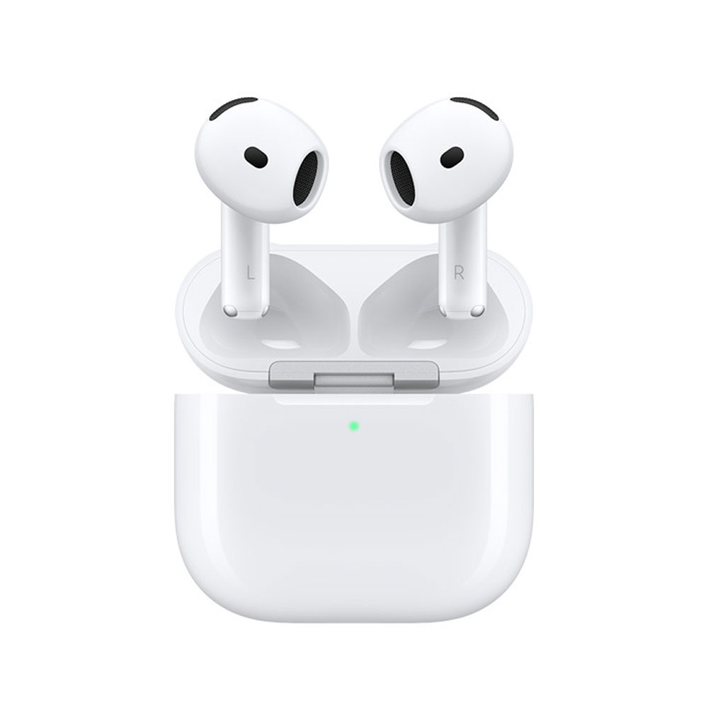 هدفون بلوتوثی اپل مدل AirPods 4 فاقد قابلیت نویز کنسلینگ، درگاه شارژ USB Type-C، شارژ بی سیم، با قابلیت اتصال به چند دستگاه، پشتیبانی از فرمان لمسی، نشانگر LED، پشتیبانی از دستیار صوتی، مقاوم در برابر آب