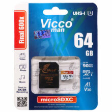 کارت حافظه microSDXC ویکومن مدل 600x plus کلاس 10 استاندارد UHS-I U3 A1 V30 سرعت 90MBs ظرفیت 64 گیگابایت به همراه آداپتور SD