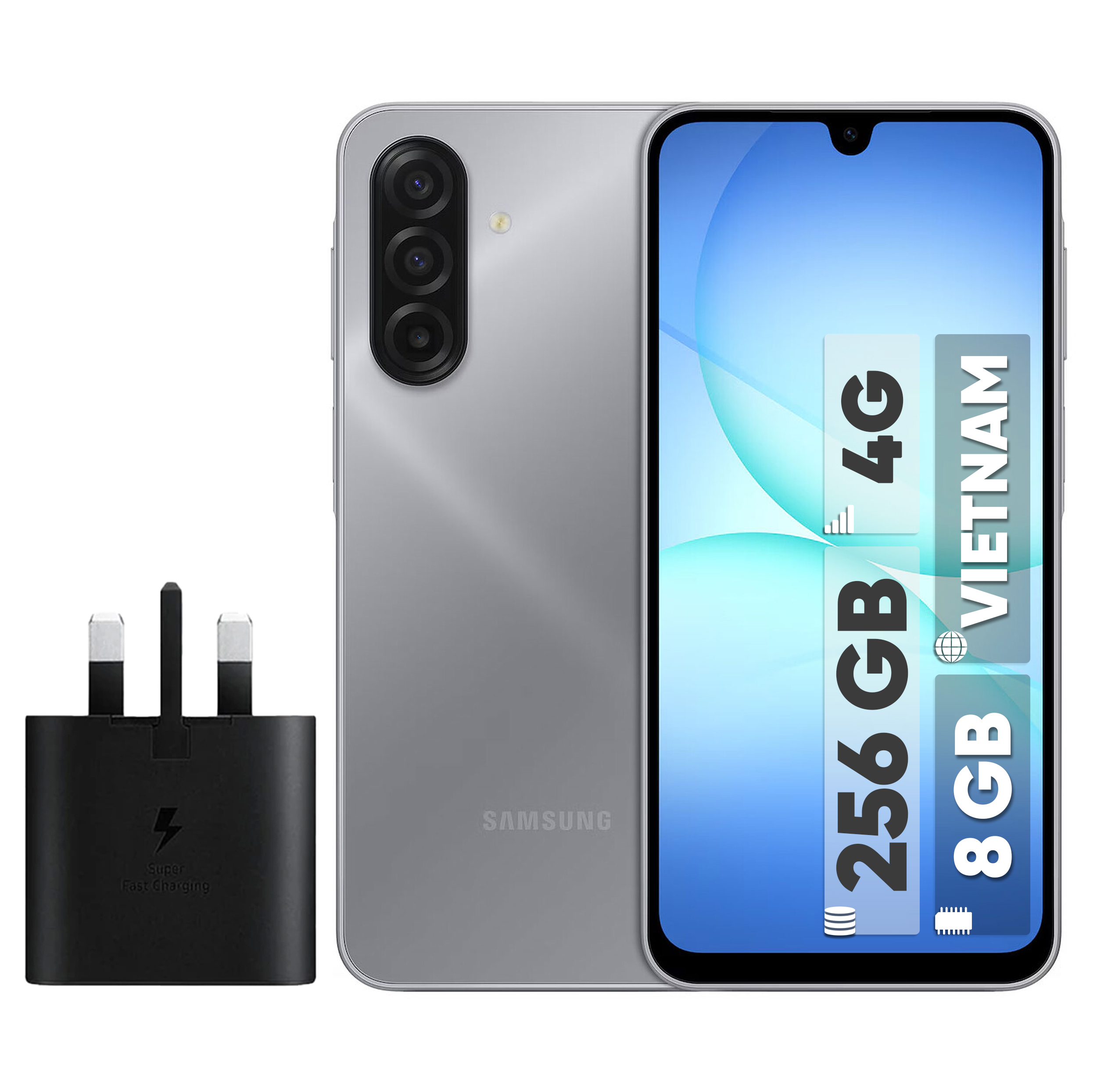 گوشی موبایل سامسونگ مدل Galaxy A17 4G دو سیم کارت ظرفیت 256 گیگابایت و رم 8 گیگابایت - ویتنام - به همراه شارژر 25 وات سامسونگ