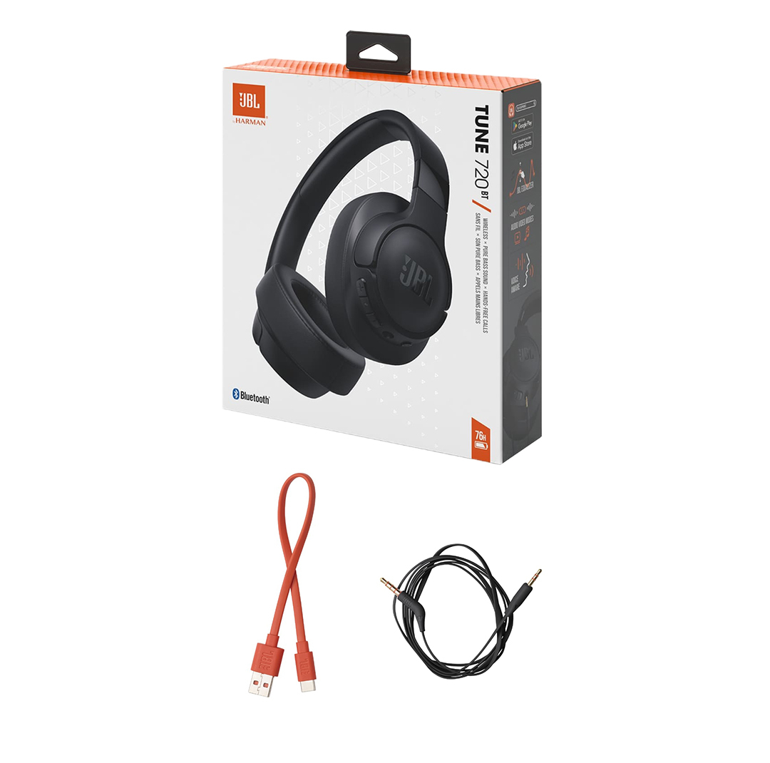 هدفون بلوتوثی جی بی ال مدل Tune 720BT با نویز کنسلینگ میکروفون (ENC)، درگاه شارژ USB Type-C، با قابلیت اتصال به چند دستگاه، دارای طراحی تاشو، قابلیت شارژ سریع، اتصال به صورت بی سیم و ‌، مقاوم در برابر رطوبت و عرق