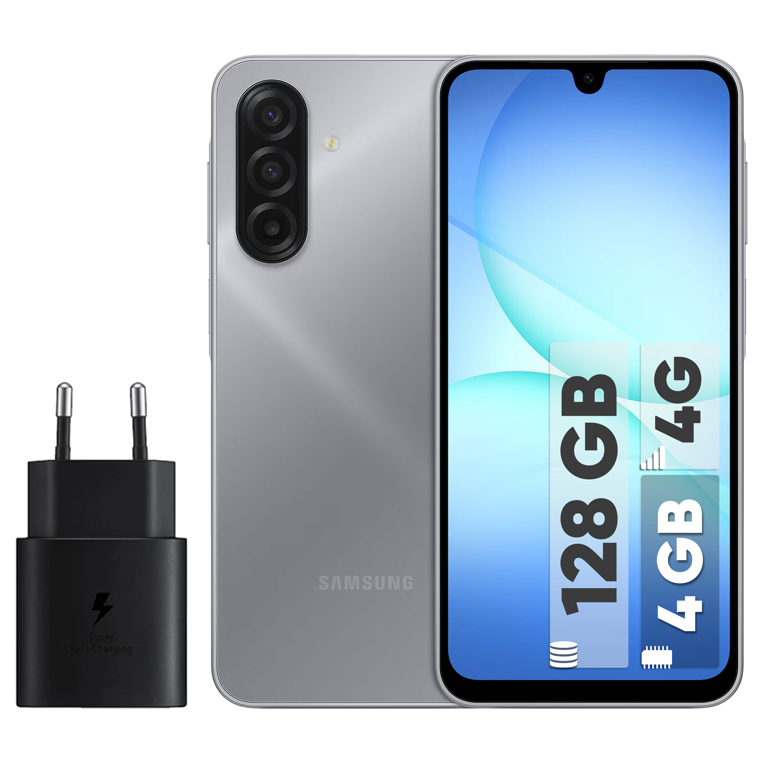 گوشی موبایل سامسونگ مدل Galaxy A17 4G دو سیم کارت ظرفیت 128 گیگابایت و رم 4 گیگابایت - ویتنام به همراه شارژر 25 وات سامسونگ