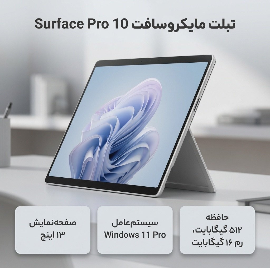 تبلت 13 اینچی مایکروسافت مدل Surface Pro 10-Core Ultra 5 135U ظرفیت 512 گیگابایت و رم 16 گیگابایت