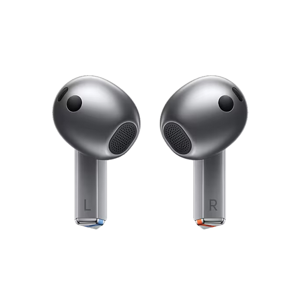 هدفون بلوتوثی سامسونگ مدل Galaxy Buds3 با نویز کنسلینگ فعال (ANC)، نویز کنسلینگ میکروفون (ENC)، درگاه شارژ USB Type-C، با قابلیت اتصال به چند دستگاه، دارای قابلیت صدای 360 درجه، Galaxy AI، میکروفون سه گانه، پشتیبانی از فرمان لمسی، ضد آب و گرد و غبار