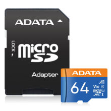 کارت حافظه microSDXC ای دیتا مدل Premier کلاس 10 استاندارد UHS-I V10 A1سرعت 100MBps ظرفیت 64 گیگابایت به همراه آداپتور