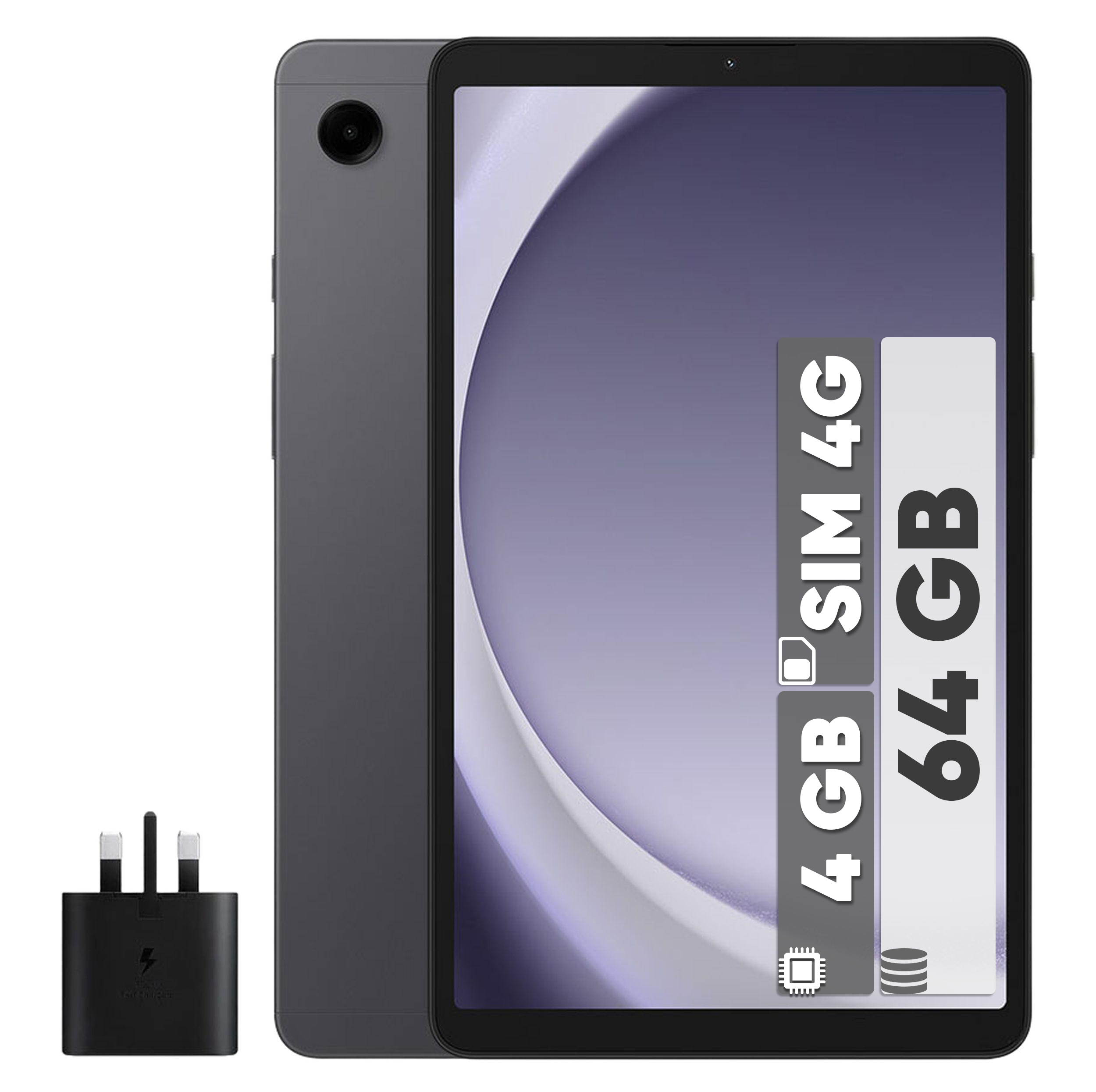 تبلت ۸.۷ اینچ سامسونگ مدل Galaxy Tab A9-4G ظرفیت 64 گیگابایت و رم 4 گیگابایت به همراه شارژر