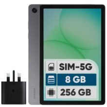 تبلت 11 اینچ سامسونگ مدل Galaxy Tab A11 Plus 5G، ظرفیت 256 گیگابایت و رم 8 گیگابایت، قابلیت پشتیبانی از سیم کارت، رزولوشن دوربین 8 مگاپیکسل، به همراه شارژر دیواری 25 وات سامسونگ مدل EP-TA800