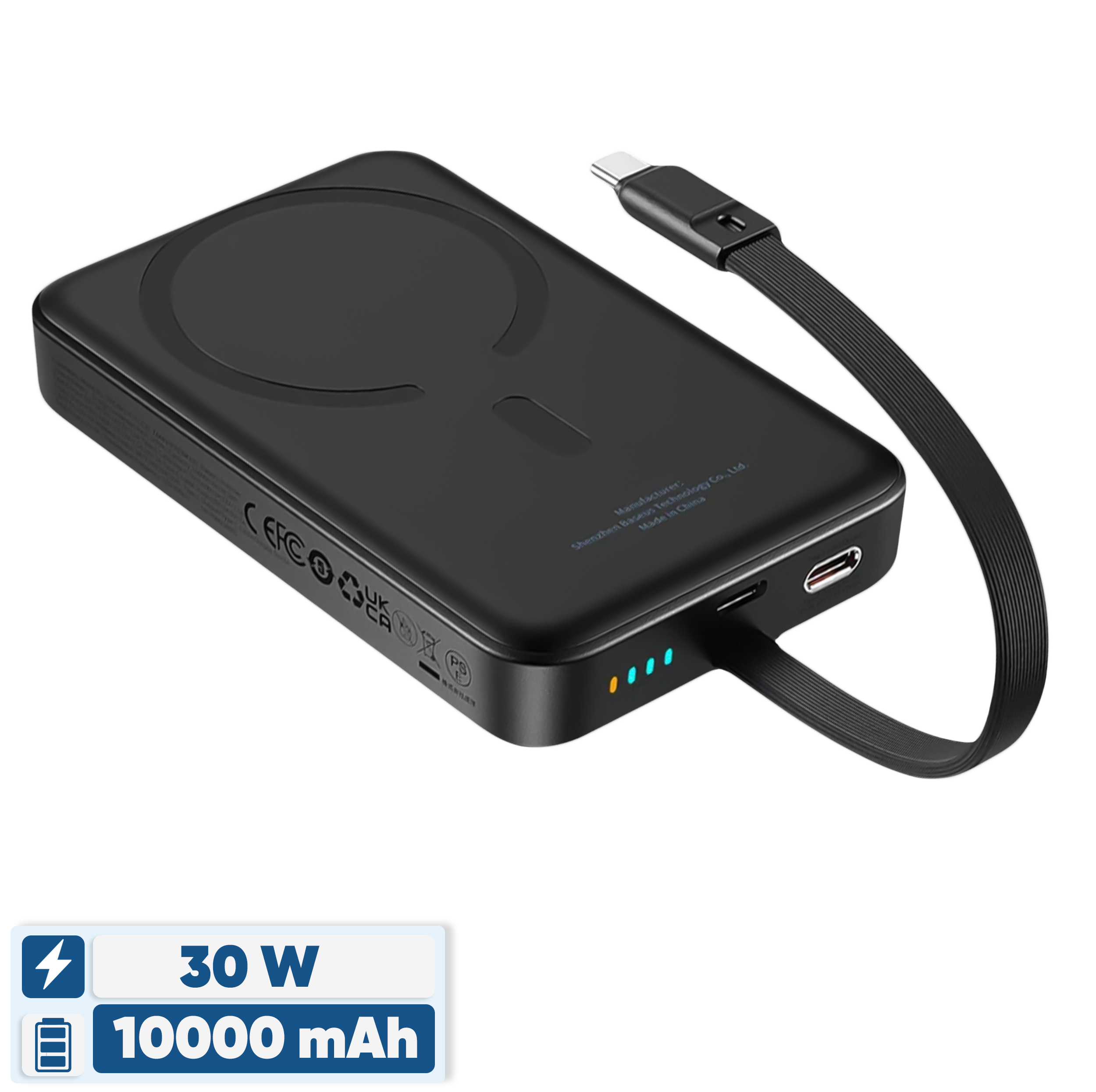 پاوربانک بی‌سیم 30 وات باسئوس مدل Magnetic Mini ظرفیت 10000 میلی آمپر ساعت