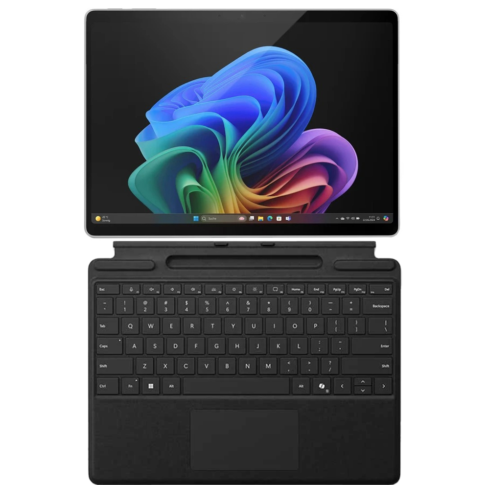 تبلت 13 اینچ مایکروسافت مدل Surface Pro-Copilot+ PC-Ultra 5 ظرفیت 256 گیگابایت و رم 16 گیگابایت به همراه کیبورد تبلت مایکروسافت مدل Surface Pro Copilot Keyboard with Pen Storage رنگ مشکی