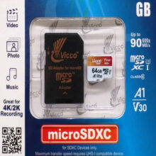 کارت حافظه microSDXC ویکومن مدل 600x plus کلاس 10 استاندارد UHS-I U3 A1 V30 سرعت 90MBs ظرفیت 64 گیگابایت به همراه آداپتور SD
